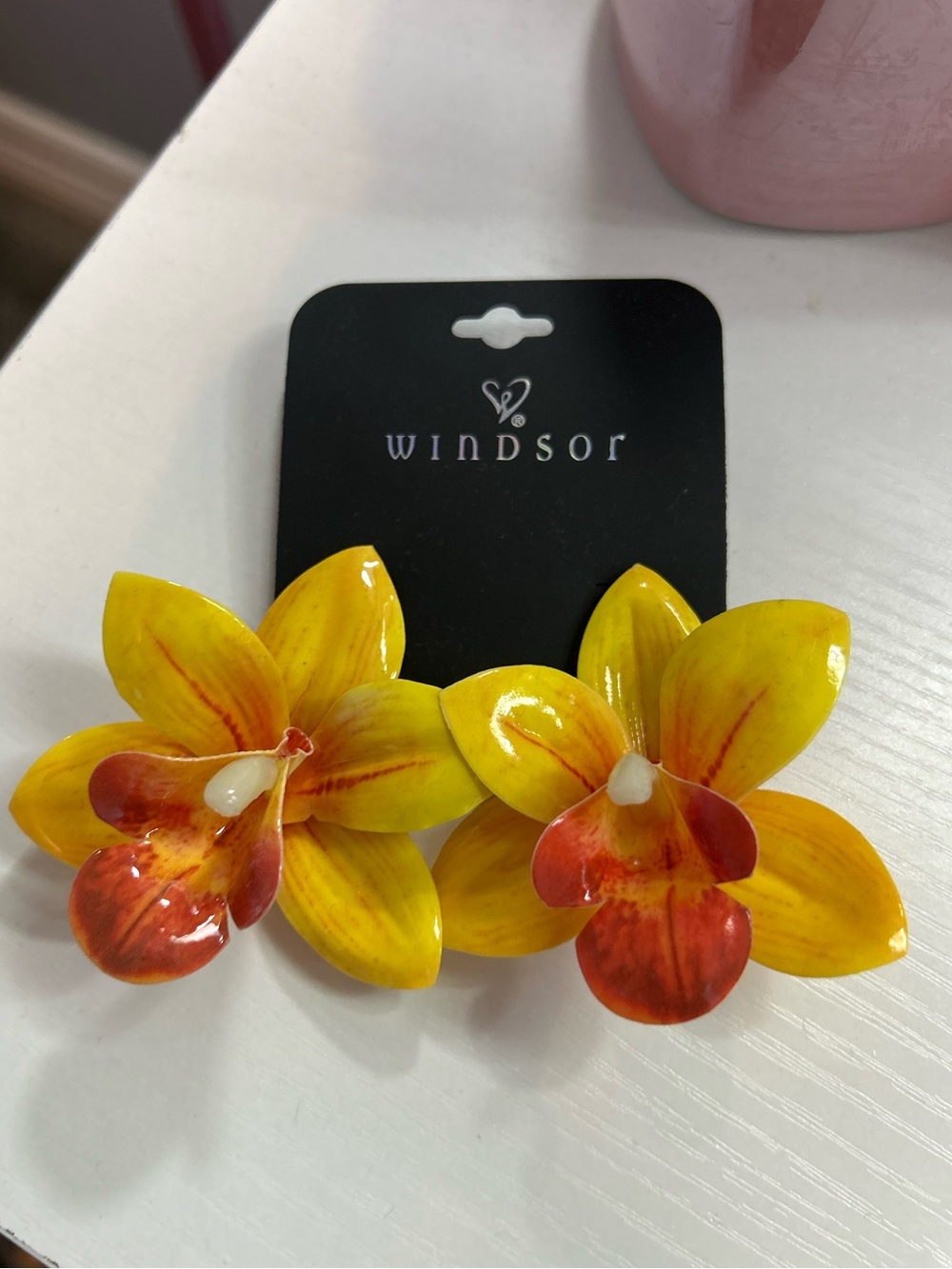 Windsor Yellow and Orange Floral Statement Earrings